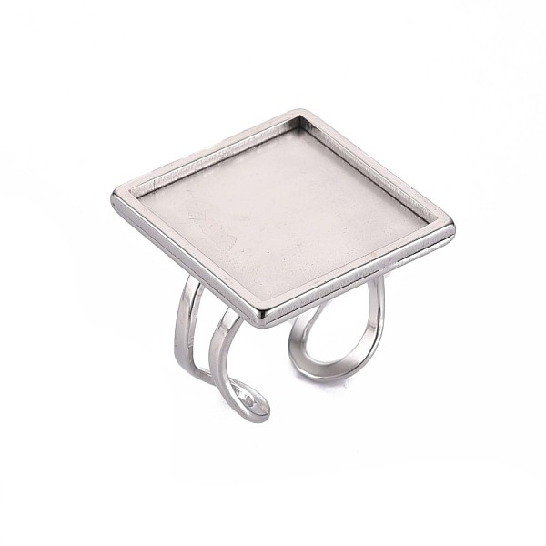 

PandaHall 201 Stainless Steel Cuff Pad Ring Settings, Laser Cut, Square, Stainless Steel Color, Tray: 20x20mm, US Size 7 1/4(17.5)~US Size 8...
