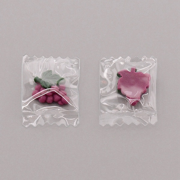 

PandaHall Transparent Candy Bag Grape Resin Pendants, Purple, 38x28x6mm, Hole: 2mm Resin Fruit Purple