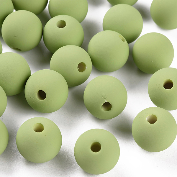 

PandaHall Acrylic Beads, Rubberized Style, Half Drilled, Round, Yellow Green, 16mm, Hole: 3.5mm Acrylic Round