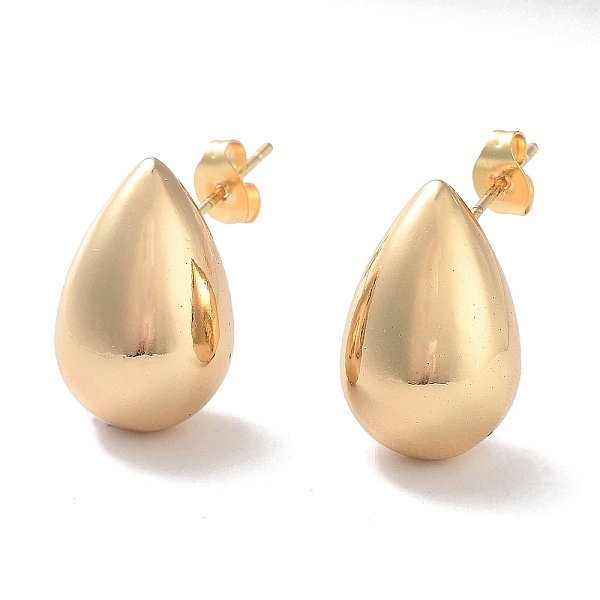 

PandaHall Brass Stud Earrings for Women, Long-Lasting Plated, Teardrop, Golden, 20x13mm Brass Teardrop