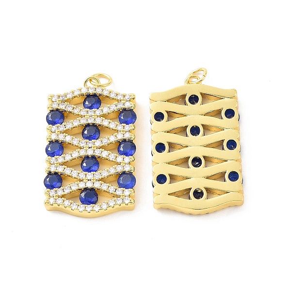 

PandaHall Rack Plating Eco-Friendly Brass Micro Pave Cubic Zirconia Pendants, Lead Free & Cadmium Free & Nickel Free, Rectangle, Real 18K..., Blue