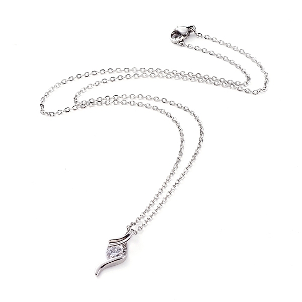 

PandaHall Brass Cubic Zirconia Pendant Necklaces, with 304 Stainless Steel Cable Chains and Lobster Claw Clasps, with Cardboard Packing Box...