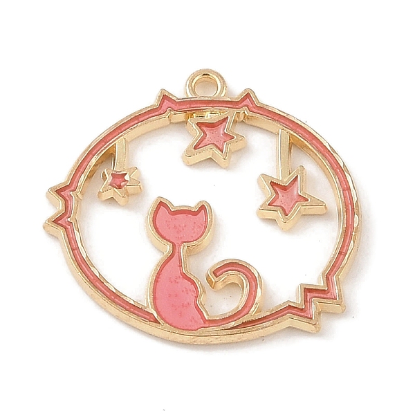 

PandaHall Alloy Enamel Pendants, Light Gold, Ring with Cat Shape, Pink, 22.5x24x1.5mm, Hole: 1.4mm Alloy+Enamel Cat Shape Pink