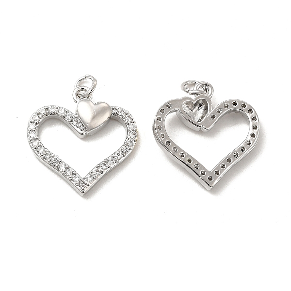 

PandaHall Brass Micro Pave Cubic Zirconia Pendants, with Jump Ring, Heart Charm, Platinum, 20.5x19.5x3.5mm, Hole: 3.5mm Brass+Cubic Zirconia..., Clear