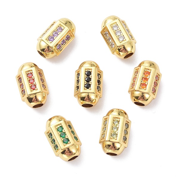 

PandaHall Brass Micro Pave Cubic Zirconia Beadsong-Lasting Plated, Real 18K Gold Plated, Column, Mixed Color, 17x9.5mm, Hole: 4mm..., Multicolor