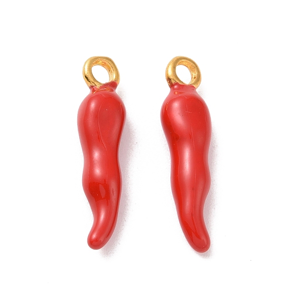 

PandaHall Brass Enamel Pendants, Horn of Plenty, Italian Horn Cornicello, Golden, Red, 20.5x4.5x4mm, Hole: 2mm Brass+Enamel Horn Red