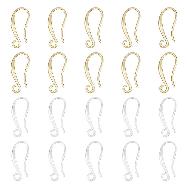 

PandaHall SUPERFINDINGS 16 Pairs 2 Colors Brass Earring Hooks, Ear Wire, with Horizontal Loops, Long-Lasting Plated, Golden & Silver...