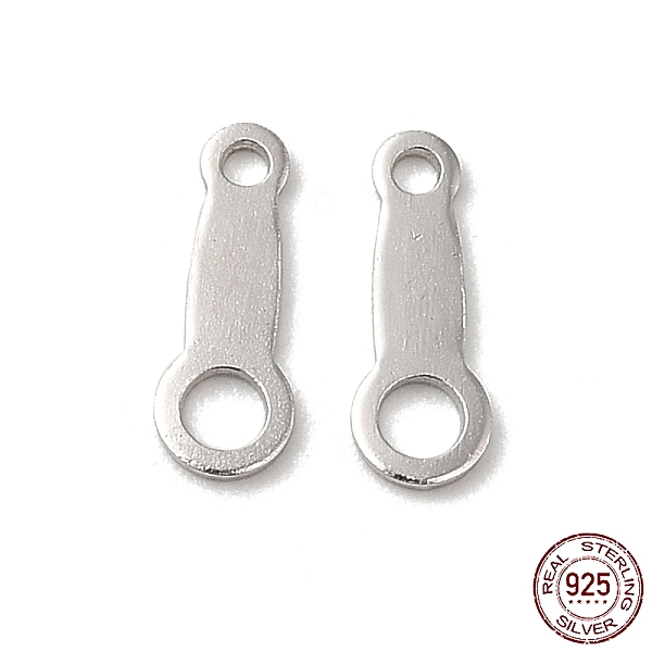 

PandaHall 925 Sterling Silver Links, Chain Tabs, with 925 Stamp, Platinum, 8x3x0.4mm, Hole: 0.8&1.6mm Sterling Silver