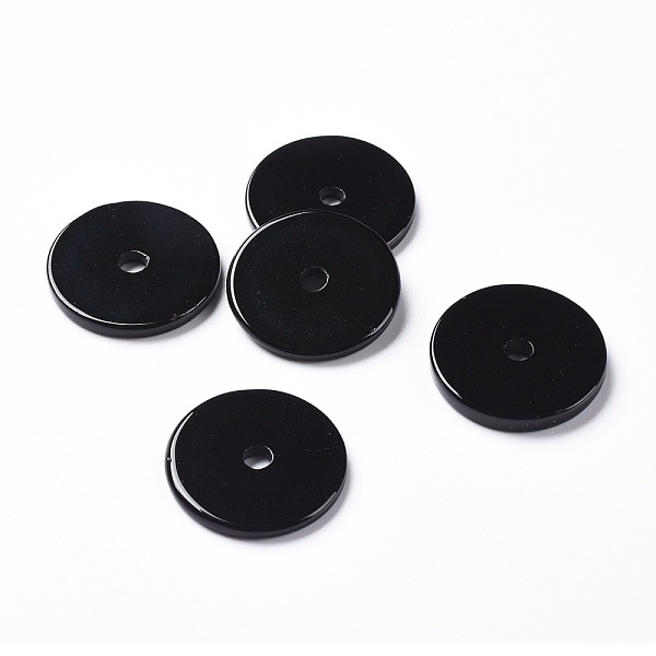 

PandaHall Natural Black Agate Pendants, Dyed & Heated, Disc, 24.5x2.5mm, Hole: 4mm Black Agate Disc