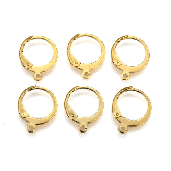 PandaHall 304 Stainless Steel Leverback Earring Findings, with Loop, Ring, Real 24K Gold Plated, 14.5x12x2mm, Hole: 1.2mm, Pin: 1x0.8mm 304...