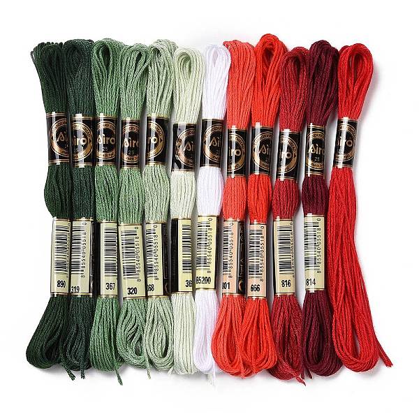 12 かせ 12 色 6 層ポリエステル刺繍糸