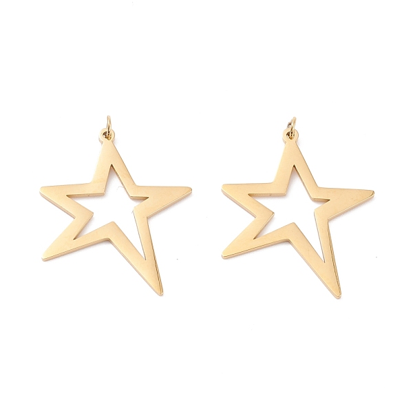

PandaHall Ion Plating(IP) 316 Surgical Stainless Steel Pendants, with Jump Ring, Star, Real 24K Gold Plated, 24x19x1mm, Jump Ring: 3x0.5mm...
