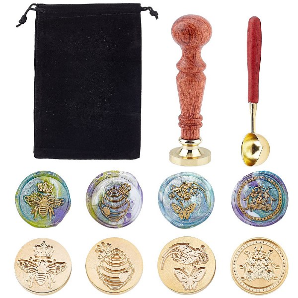 

PandaHall CRASPIRE DIY Stamp Making Kits, Including Brass Wax Seal Stamp Head, Brass Spoon, Pear Wood Handle, Rectangle Velvet Pouches...