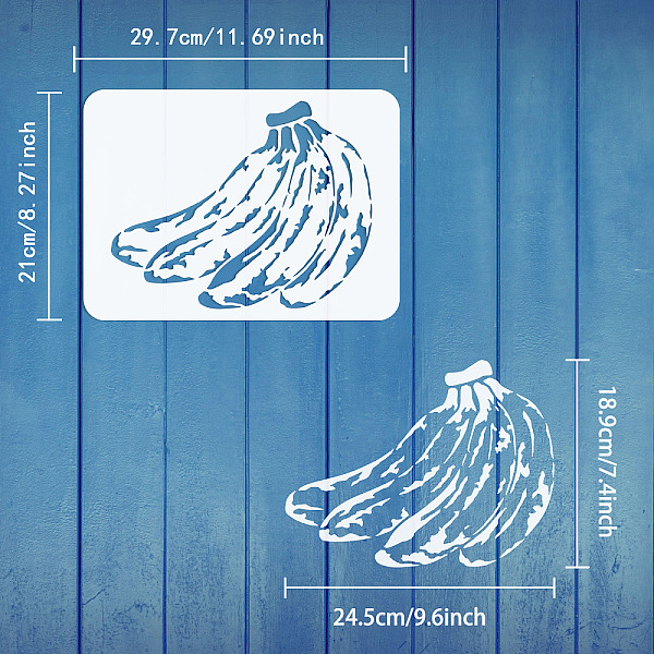Fingerinspire バナナ ステンシル 塗装用 8.3x11.7 インチ 再利用可能なバナナの束 描画テンプレート DIY アート フルーツ バナナ 模様 ステンシル 壁塗装用
