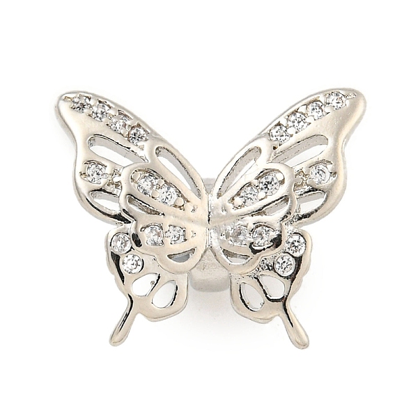 

PandaHall Brass Cubic Zirconia Beads, Long-Lasting Plated, Lead Free & Cadmium Free, Butterfly, Platinum, 15x17x8mm, Hole: 3mm Brass+Cubic..., Clear