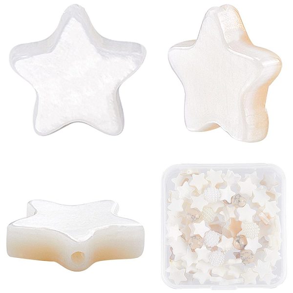 

PandaHall CREATCABIN 3 Strands Natural Freshwater Shell Beads Strands, Star, Creamy White, 9.5x10x3mm, Hole: 1mm, about 40pcs/strand...