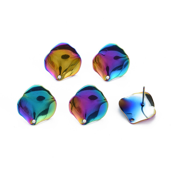 

PandaHall Rainbow Color 304 Stainless Steel Stud Earring Findings, with Hole, Shell Shape, 16x15.5mm, Hole: 1.2mm, Pin: 0.7mm 304 Stainless...