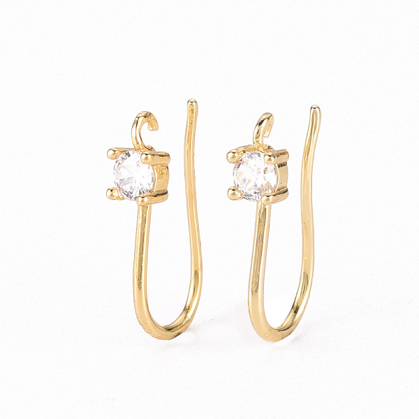 

PandaHall Brass Micro Pave Clear Cubic Zirconia Earring Hooks, with Horizontal Loop, Real 18K Gold Plated, 17x3.5mm, Hole: 1.2mm, 21 Gauge...