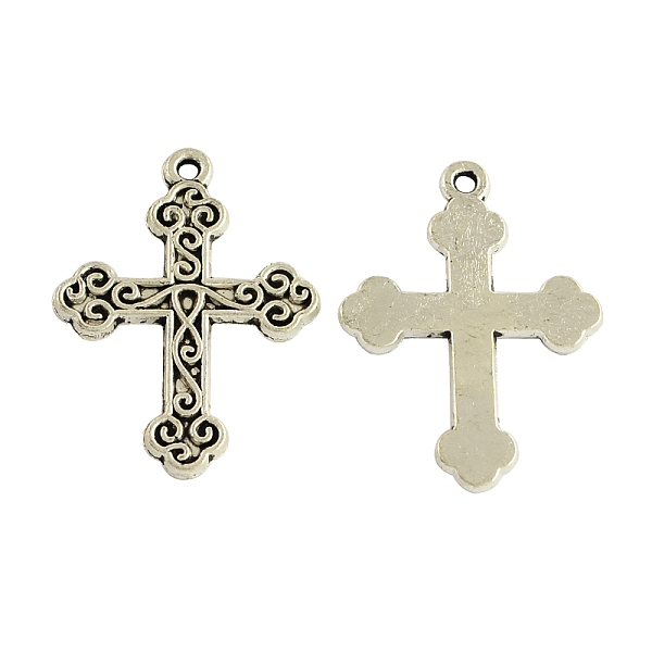 

PandaHall Tibetan Style Alloy Cross Gothic Pendants, Cadmium Free & Lead Free, Antique Silver, 31x23x2mm, Hole: 2mm Alloy Cross