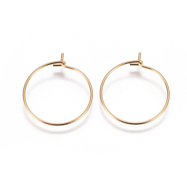 

PandaHall 304 Stainless Steel Hoop Earrings Findings, Wine Glass Charms Findings, Real 18k Gold Plated, 20x0.6mm, 22 Gauge 304 Stainless...