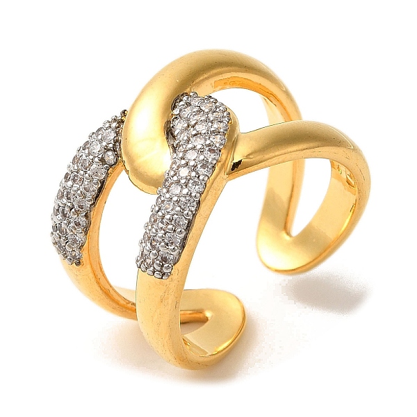 Bagues de manchette en laiton micro pavé de zircone cubique pour femmes