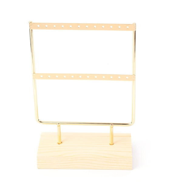 

PandaHall Two Layer Iron Earring Display, Jewelry Display Rack, with Wood Findings Foundation, BurlyWood, 15.2x6.8x20.7cm Wood Orange