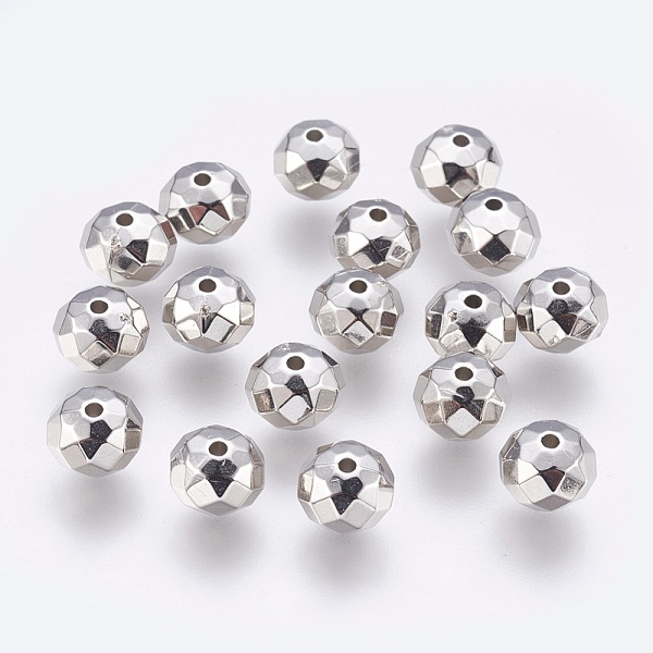 

PandaHall CCB Plastic Beads, Faceted, Rondelle, Platinum, 8x6mm, Hole: 1mm Plastic Rondelle
