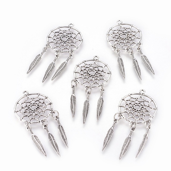 

PandaHall Tibetan Style Alloy Pendants, Woven Net/Web with Feather, Cadmium Free & Nickel Free & Lead Free, Big Pendants, Antique Silver...