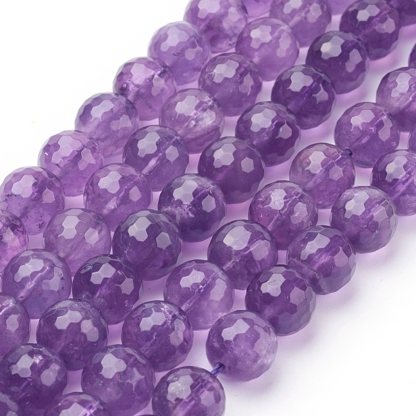 

PandaHall Natural Amethyst Beads Strands, Round, Faceted, Purple, 10mm, hole: 1mm, 18pcs/strand, 8 inch Amethyst Round