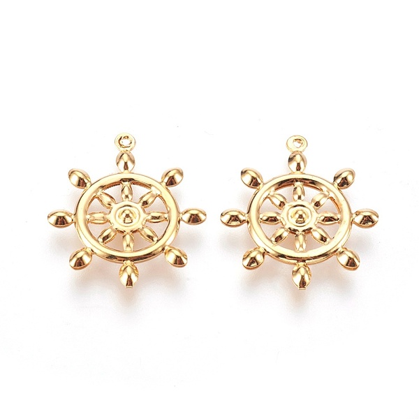 

PandaHall 304 Stainless Steel Pendants, Helm, Golden, 24x21x3mm, Hole: 1mm 304 Stainless Steel Anchor & Helm