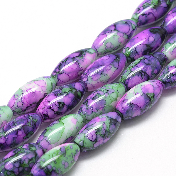 

PandaHall Baking Painted Glass Beads Strands, Swirl Glass Beads, Oval, Pearl Pink, 22x10~10.5mm, Hole: 1.5~2.5mm, about 35~37pcs/strand...