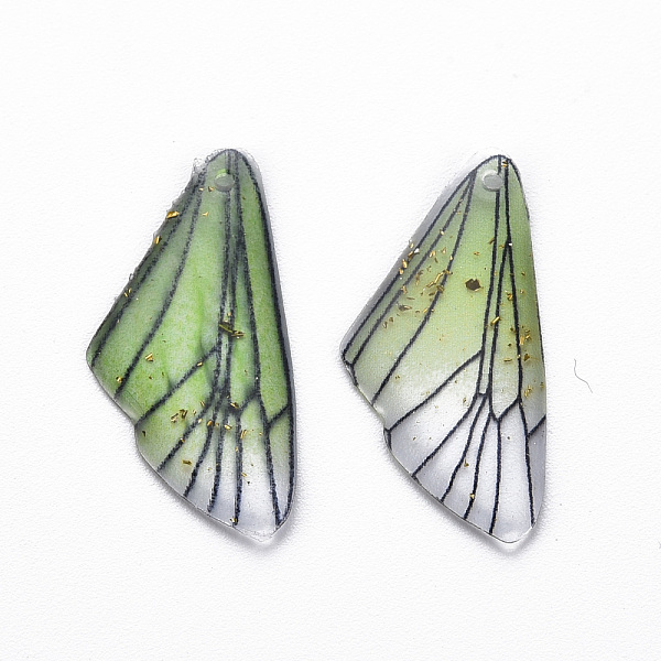 

PandaHall Transparent Resin Pendants, with Gold Foil, Insects Wing, Light Green, 24.5x11.5x2mm, Hole: 1mm Resin Wing