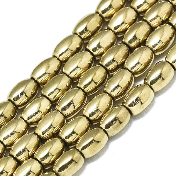 

PandaHall Electroplate Non-magnetic Synthetic Hematite Beads Strands, Oval, Real 18K Gold Plated, 5.5x4mm, Hole: 0.5mm, about...