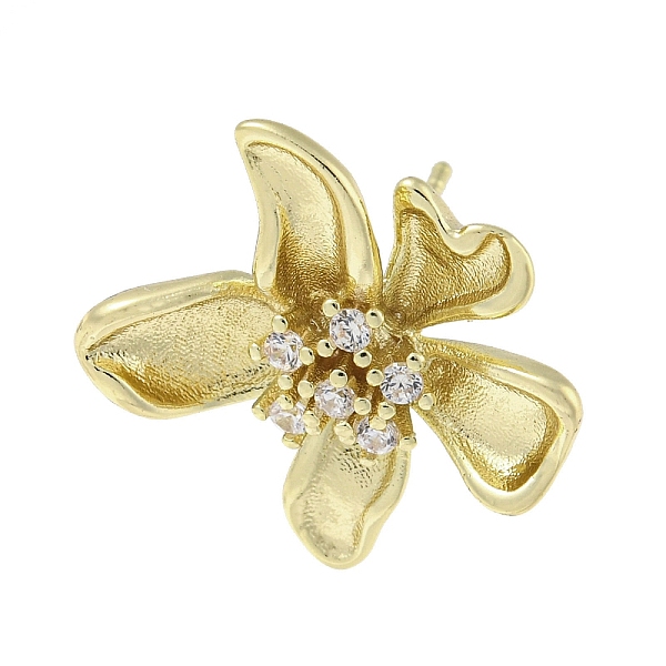 

PandaHall Brass Cubic Zirconia Stur Earring Findings, Flower, Real 14K Gold Plated, 20x19mm, Hole: 1mm, Pin: 11.5mm Brass+Cubic Zirconia...