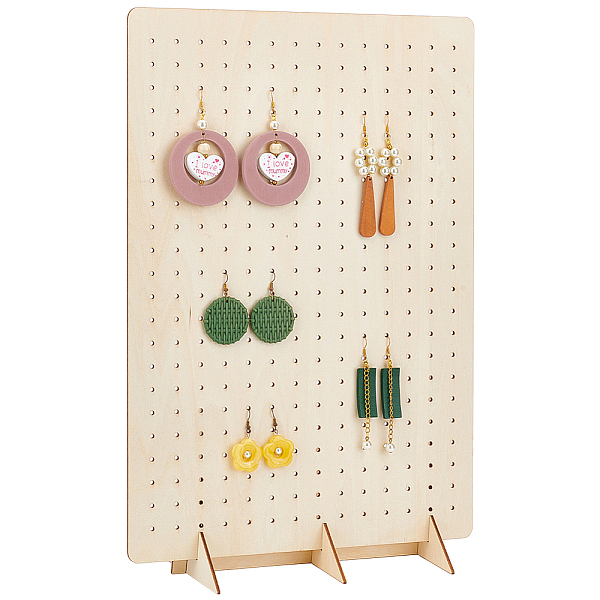 

PandaHall Wood Slant Back Earring Display Stands, Jewelry Organizer Holder for Earring Storage, Rectangle, Moccasin, 30x10.8x43cm, Hole: 3mm..., Orange