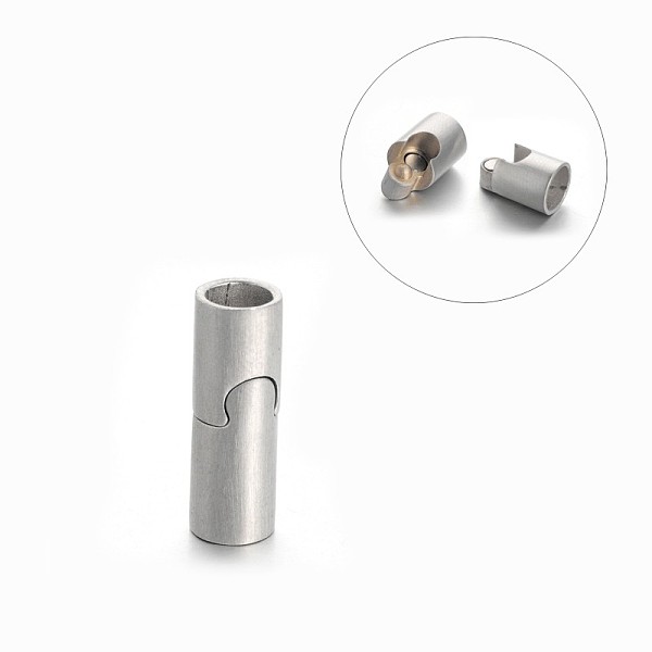 Column 304 Stainless Steel Matte Surface Magnetic Clasps With Glue-in Ends