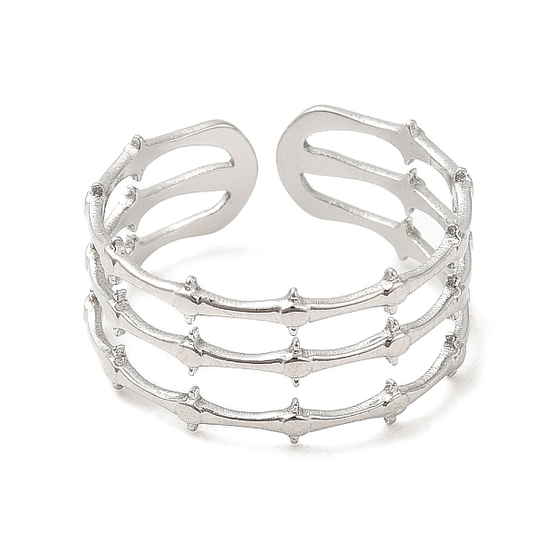 

PandaHall 304 Stainless Steel Open Cuff Rings, Bamboo, Stainless Steel Color, US Size 7 1/4(17.5mm) 304 Stainless Steel Bamboo