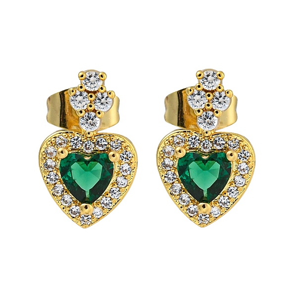 Aretes con pavé de latón y circonitas cúbicas