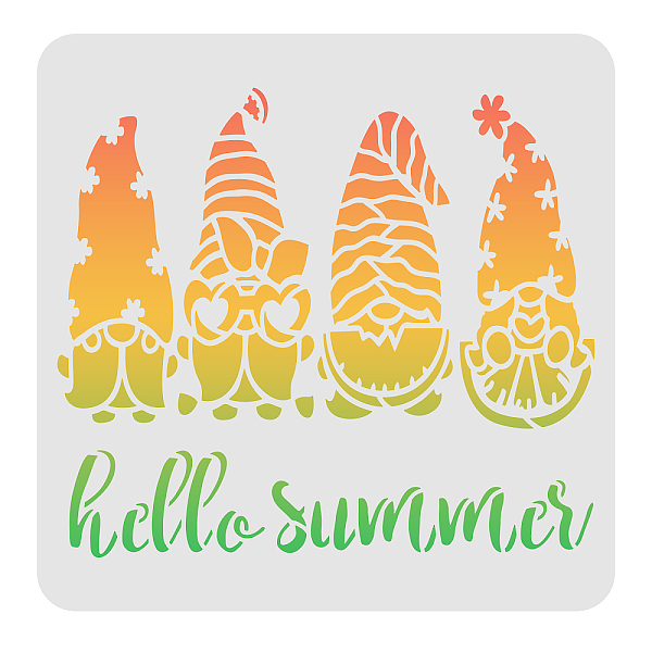 PandaHall FINGERINSPIRE Hello Summer Stencil 30x30cm Summer Theme Stencil Summer Watermelon Drawing Stencil Reusable Small Dwarf Stencil for...