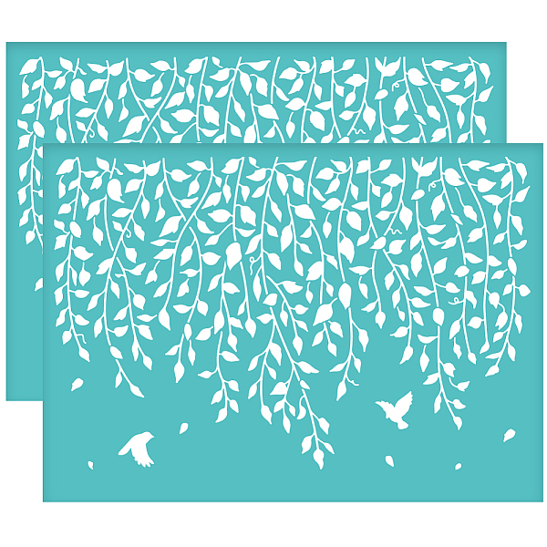 

PandaHall OLYCRAFT 2Pcs Vine Bird Partten Self-Adhesive Silk Screen Printing Stencil Plant Theme Silk Screen Stencil Reusable Mesh Stencils..., Green