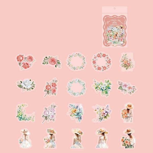 

PandaHall 40Pcs 20 Styles Flower PET Waterproof Decorative Stickers, Self-adhesive Decals, for DIY Scrapbooking, Human, 40x40mm, 2pcs/style...