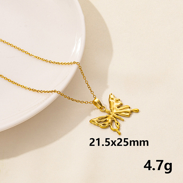 

PandaHall 304 Stainless Steel Butterfly Pendant Necklaces, Chain Chain Necklaces Stainless Steel Butterfly