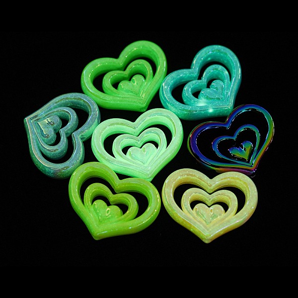 

PandaHall Luminous Opaque Acrylic Beads, Heart, Mixed Color, 23x30x7mm, Hole: 2.5mm Acrylic Heart Multicolor