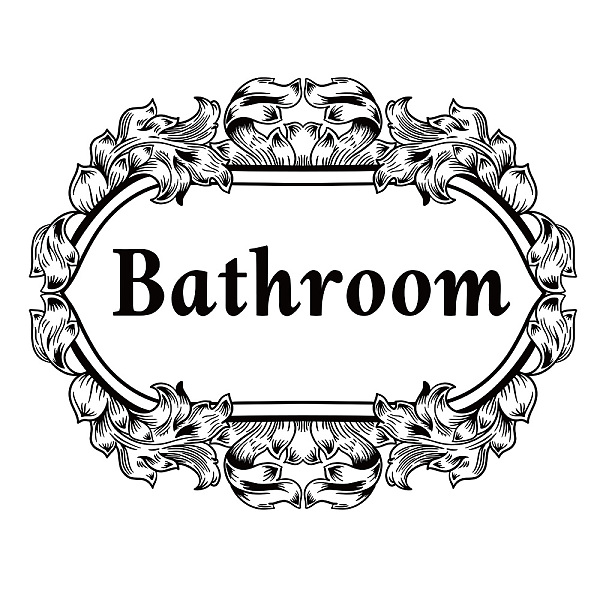 

PandaHall PVC Wall Stickers, Rectangle with Word Bathroom, for Home Living Room Bedroom Decoration, Floral Pattern, 440x350mm Plastic Flower