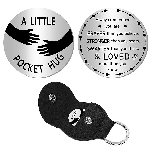 

PandaHall CREATCABIN Palm Heart Pocket Hug Token Long Distance Relationship Keepsake Stainless Steel Double Message Engraved Token Holder...