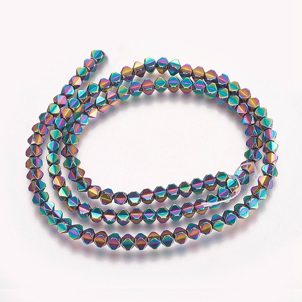 

PandaHall Electroplated Non-magnetic Synthetic Hematite Beads Strands, Polygon, Multi-color Plated, 3x3x3mm, Hole: 0.8mm, about...