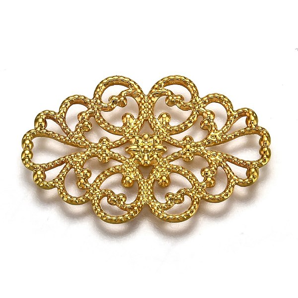 

PandaHall Brass Filigree Joiners, Flower, Golden, 32x20x1mm Brass Flower