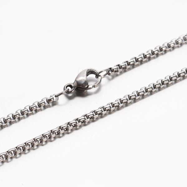 

PandaHall 304 Stainless Steel Box Chain Necklaces, with Lobster Claw Clasp, Stainless Steel Color, 17.7 inch(45cm) 304 Stainless Steel