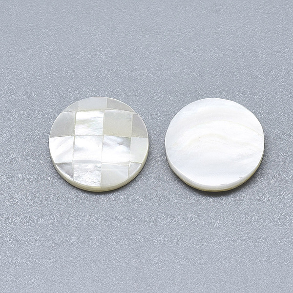 

PandaHall Natural White Shell Mother of Pearl Shell Cabochons, Flat Round with Mosaic Pattern, Seashell Color, 16x3mm White Shell Flat Round