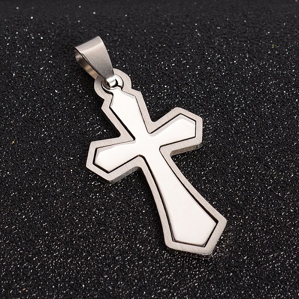 

PandaHall 201 Stainless Steel Cross Split Pendants, Stainless Steel Color, 42x22.5x1.5mm, Hole: 4x9mm 201 Stainless Steel Cross